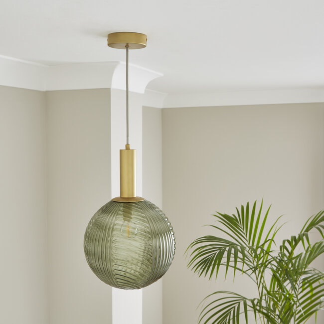 Coven 1 Light Pendant Ceiling Fitting Green