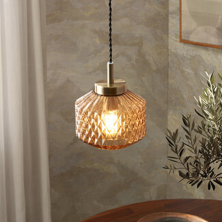 Sutton 1 Light Pendant Ceiling Fitting Amber