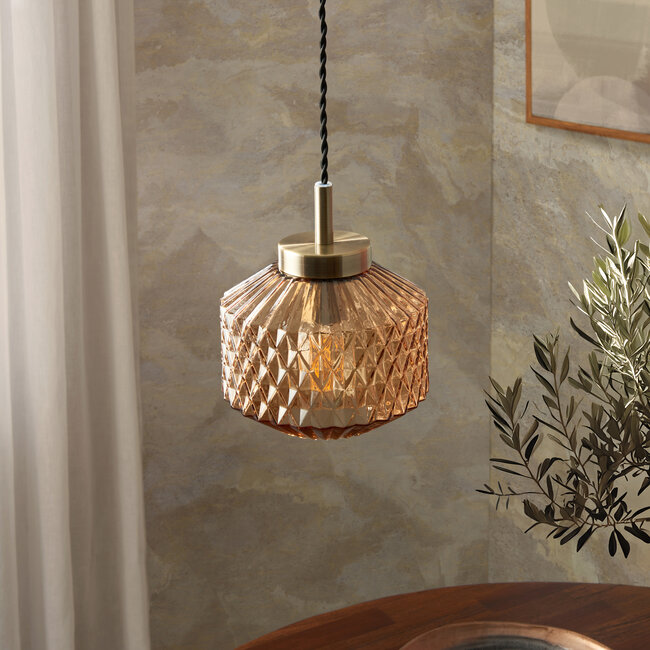 Sutton 1 Light Pendant Ceiling Fitting Amber