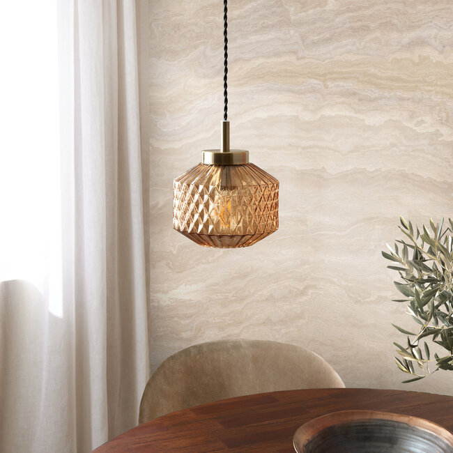 Sutton 1 Light Pendant Ceiling Fitting Amber