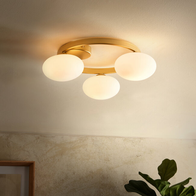 Ivonah 3 Light Semi Flush Ceiling Fitting Round