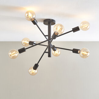 Branch 8 Light Semi Flush Ceiling Fitting Black