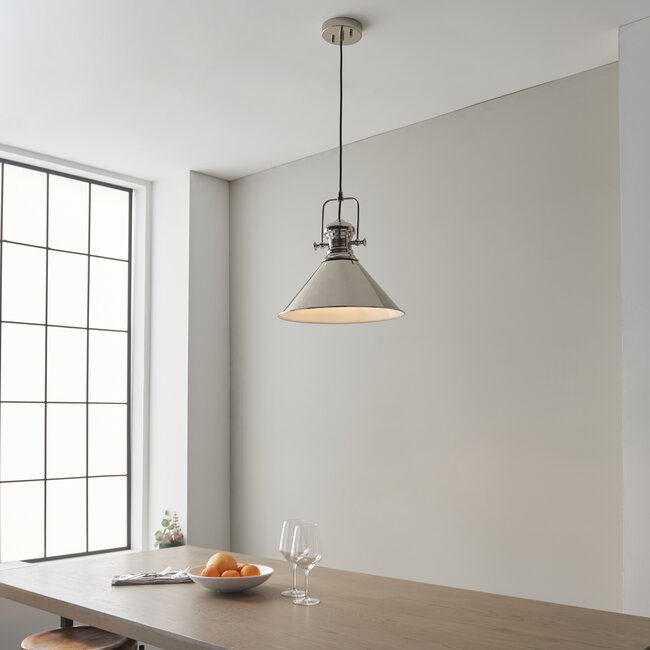 Brampton 1lt Pendant - Bright nickel - Factory Second
