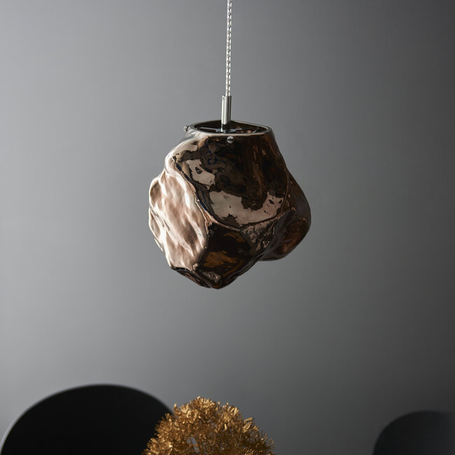 Rock 1lt Pendant - Red copper glass - Factory Second