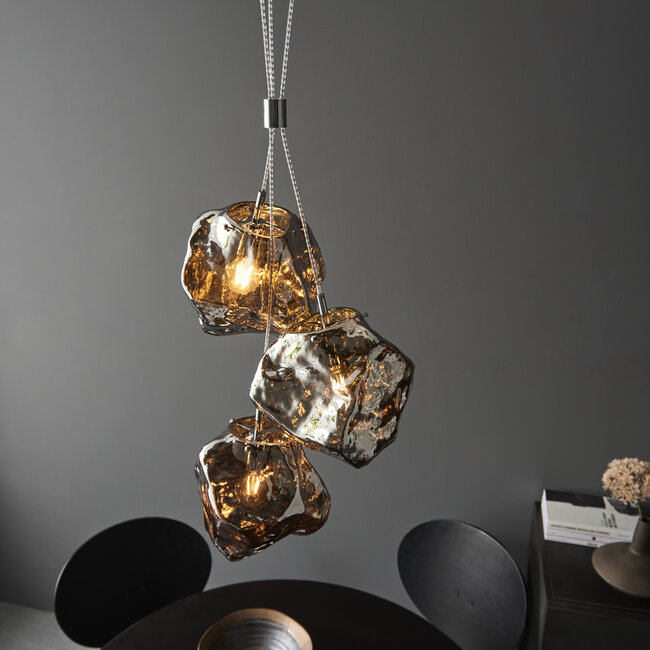 Rock 3lt Pendant - Chrome glass - Factory Second