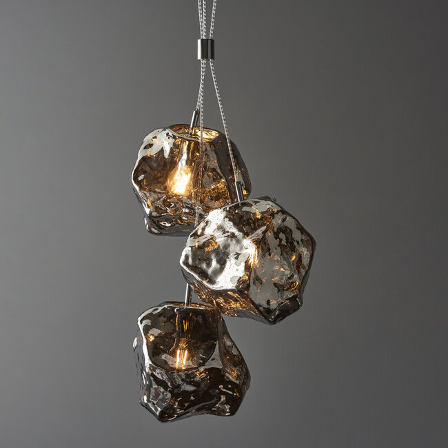 Rock 3lt Pendant - Chrome glass - Factory Second