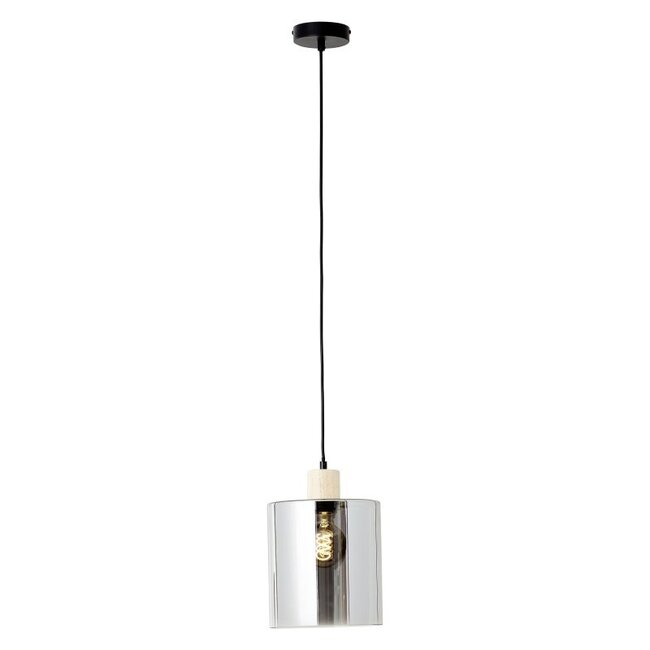 Brilliant Weald 1lt Pendant E27 black/smoke/wood