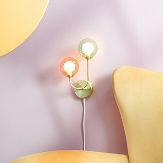 Angelica 2lt Plug in Wall Brushed Brass Multi Glass