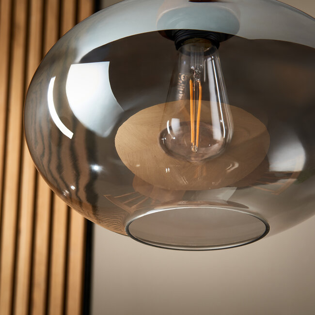 Browe 1lt Pendant Smokey Black tinted glass 7 Dark wood