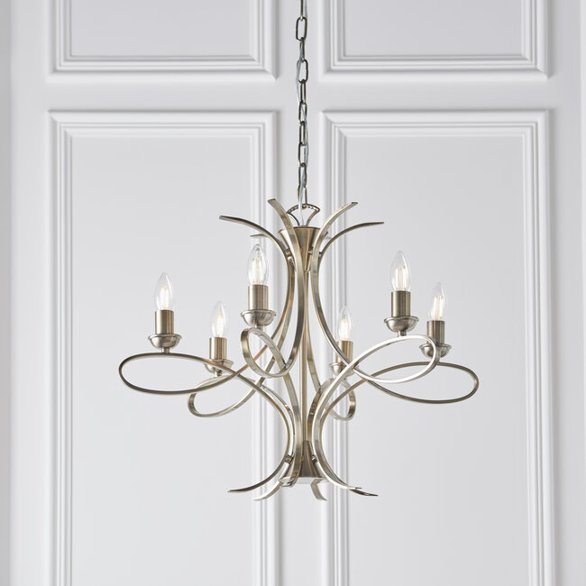 Penn Brushed Brass 6 Light Chandelier