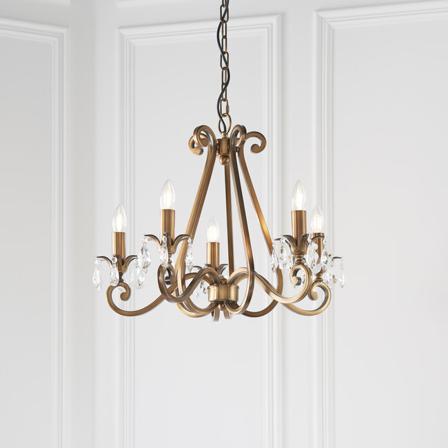 Oksana Ant Brass 5 Light Chandelier
