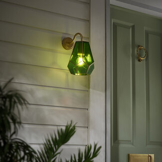 Hartfell 1lt Wall Satin Gold Green Tint Glass