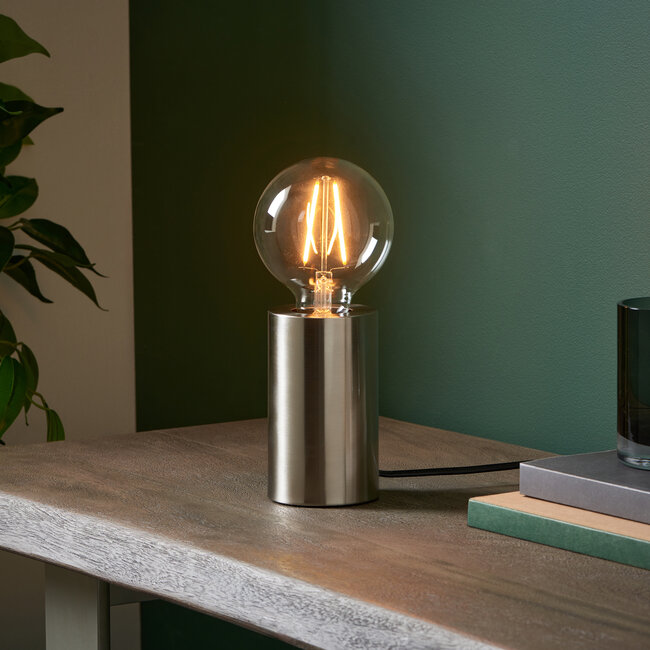 Slim bulbholder 1lt Table Brushed Chrome