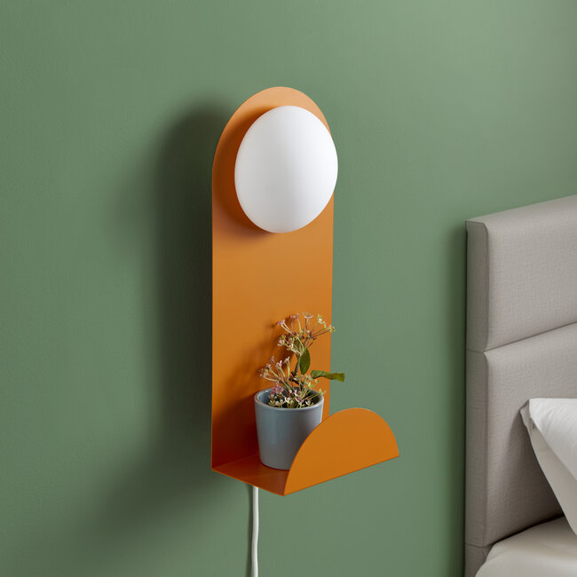 Elements Harton Shelved Wall Light Tangerine
