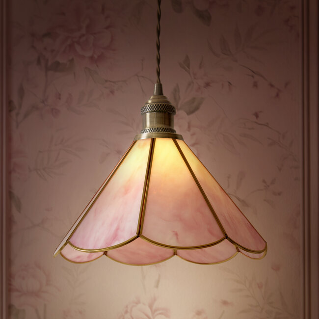 Babette 1 Light Pendant Ceiling Fitting Pink