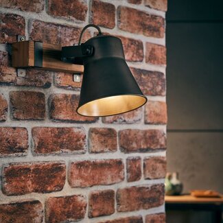 Brilliant Plow Wall Light  E27 Wood/Matt Black