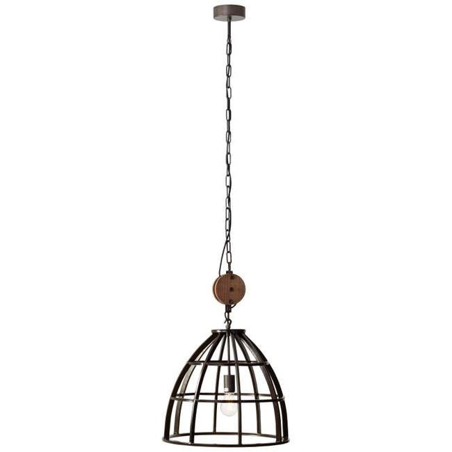 Brilliant Matrix 1lt Pendant  E27 Wood/Matt Black