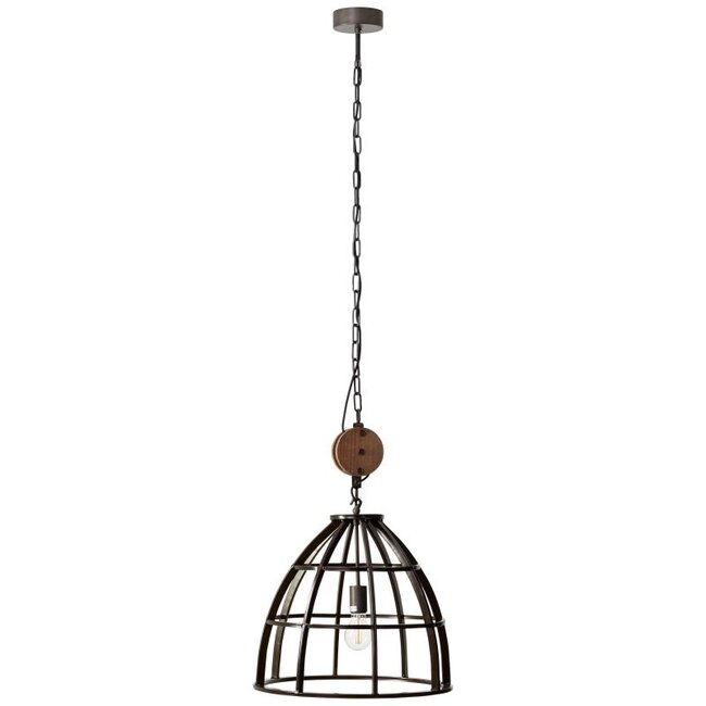 Brilliant Matrix 1lt Pendant  E27 Wood/Matt Black