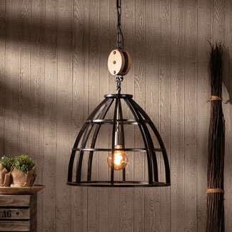 Brilliant Matrix 1lt Pendant  E27 Wood/Matt Black