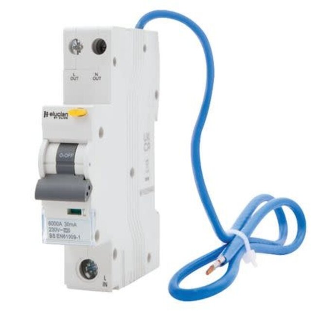 Customer Services Elucian 20A RCBO, 1 Pole + Neutral, B Curve, Type A, 6kA