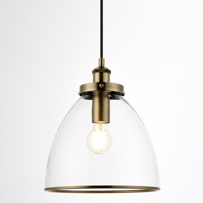 Jamey Glass Pendant Clear/Brass