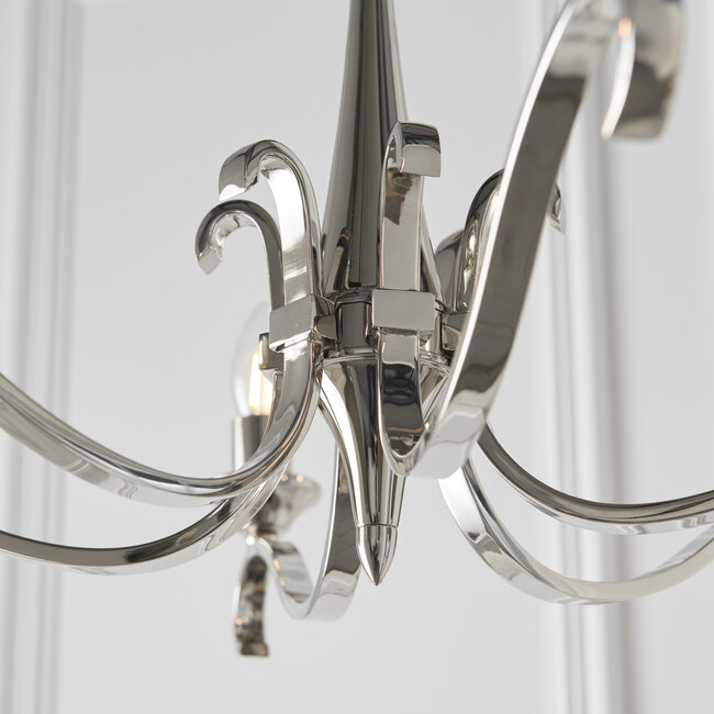 Columbia Nickel 6 Light Chandelier EXC Glass Shade