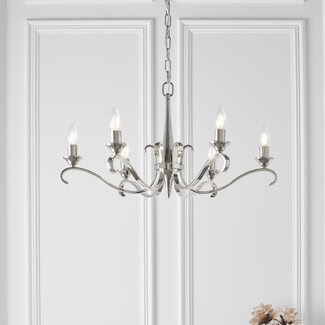 Columbia Nickel 6 Light Chandelier EXC Glass Shade