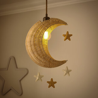 Rattan Moon & Stars Easy Fit Pendant