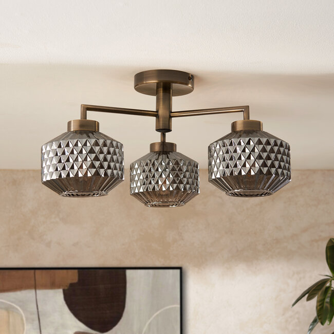 Sutton 3 Light Semi Flush Ceiling Fitting
