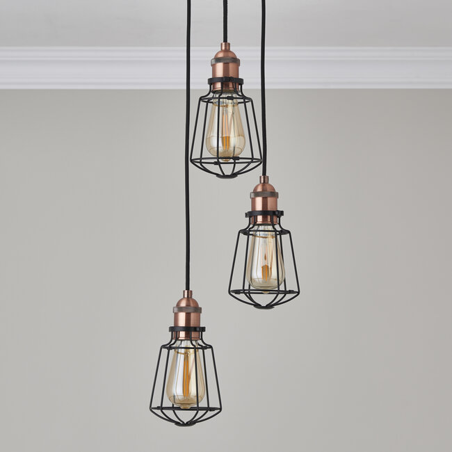Kilmere 3lt Pendant Matt Black / Copper