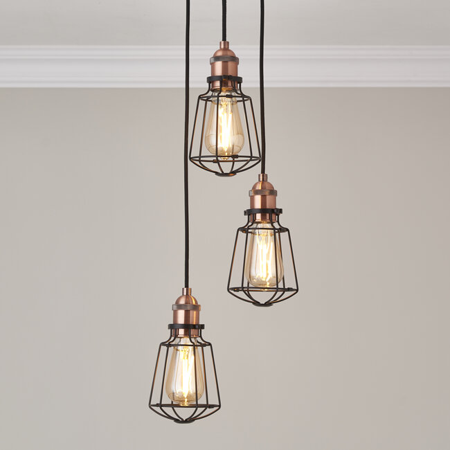 Kilmere 3lt Pendant Matt Black / Copper