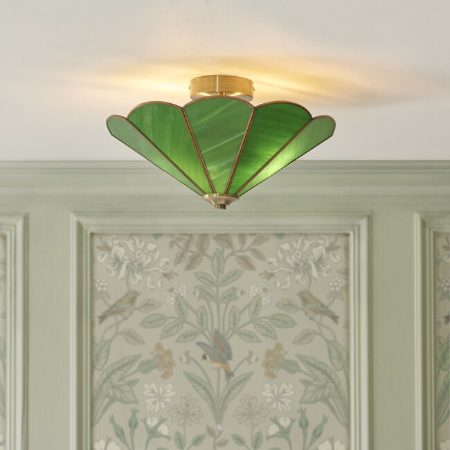 Babette 2 Light Flush Ceiling Fitting Green