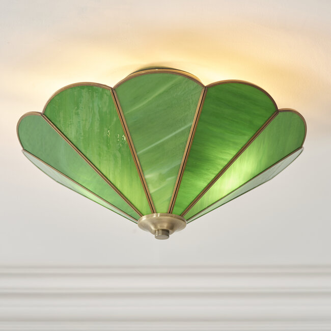 Babette 2 Light Flush Ceiling Fitting Green