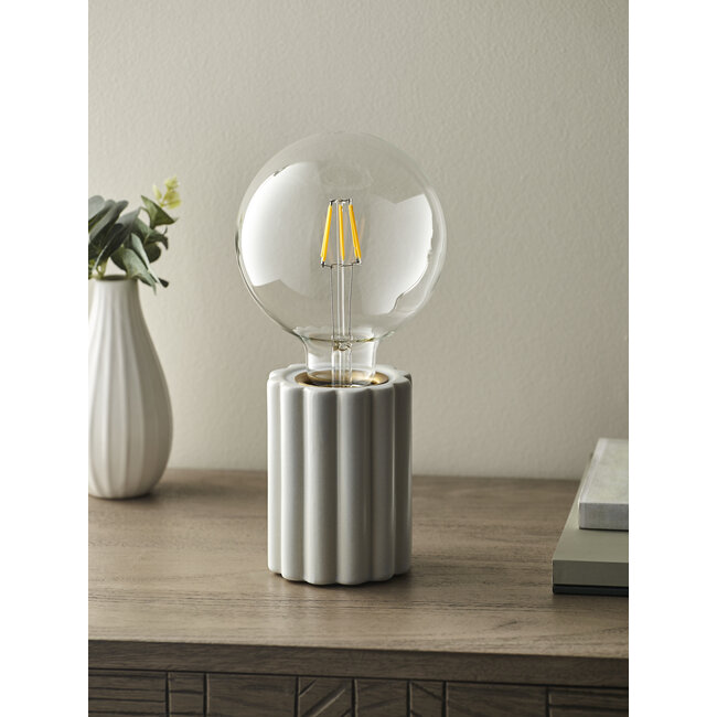 Ribbed Bulb Holder 1lt Table Grey