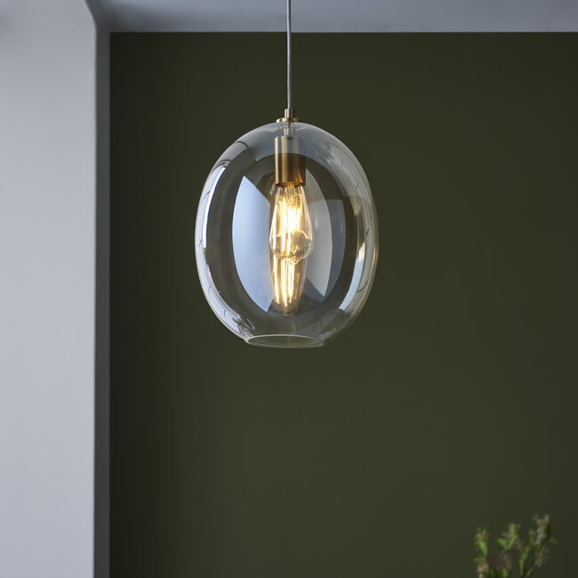 Kelda Oval Pendant - Champagne/Satin Brass