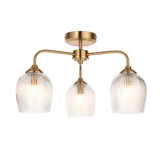 Ashcroft Ribbed 3lt Semi Flush - Br Aged Brass/Clear