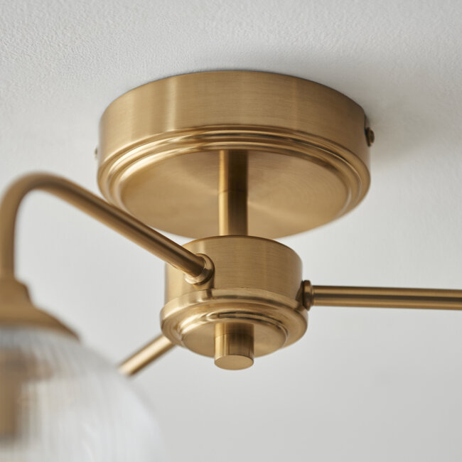 Ashcroft Ribbed 3lt Semi Flush - Br Aged Brass/Clear