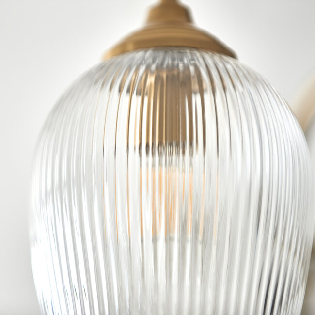 Ashcroft Ribbed 3lt Semi Flush - Br Aged Brass/Clear