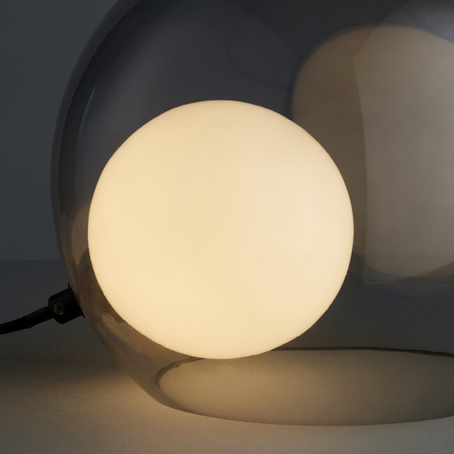 Half Moon Table Lamp Blk Glass