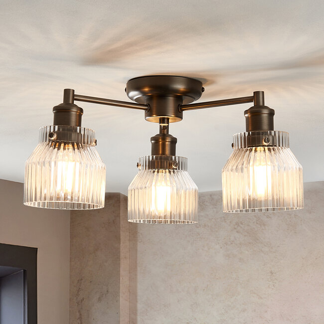 Tomias 3 Light Semi Flush Glass
