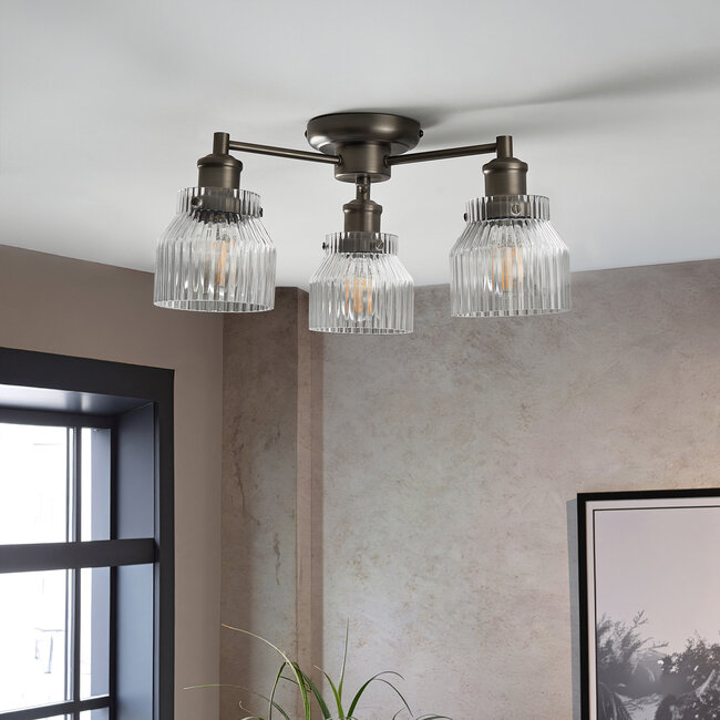 Tomias 3 Light Semi Flush Glass