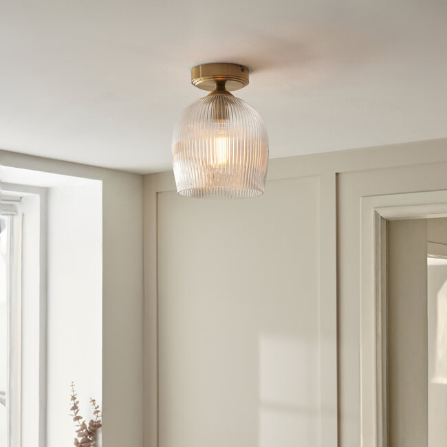Ashcroft Ribbed Flush - Br Aged Brass/Clear