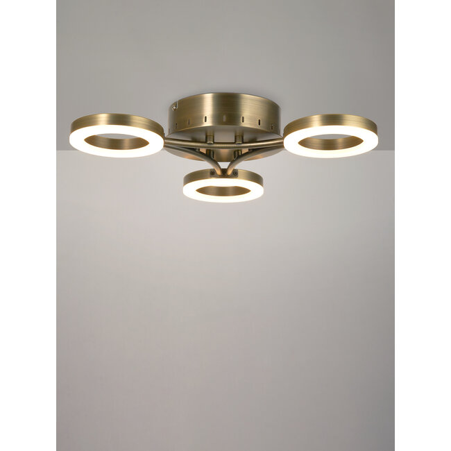 Triad 3 Arm Semi Flush, Matt Antique Brass