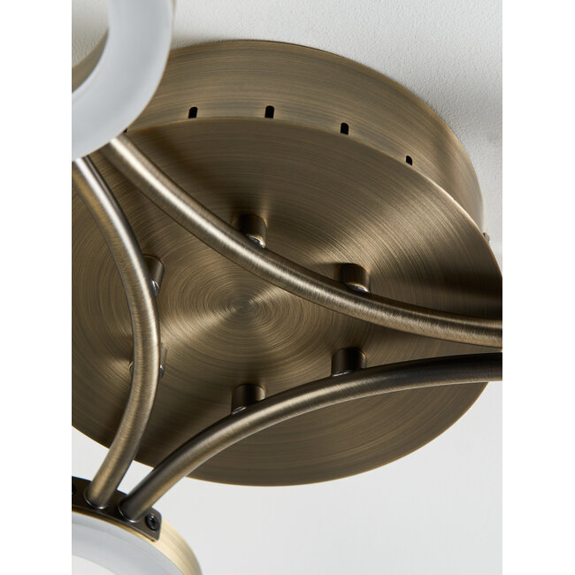 Triad 3 Arm Semi Flush, Matt Antique Brass