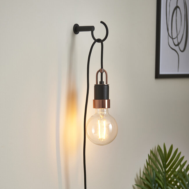 Radahn 1lt Plug in wall cable set Matt Black Copper