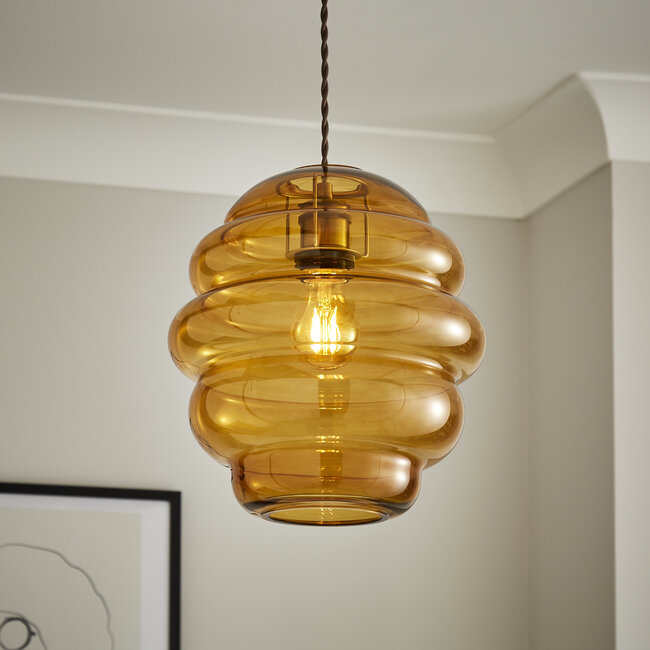 Beehive Glass Easy Fit Pendant Amber