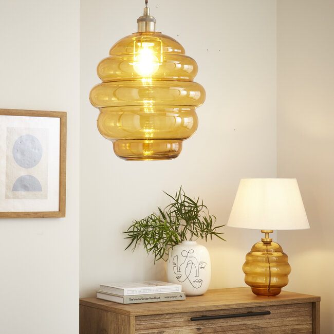 Beehive Glass Easy Fit Pendant Amber