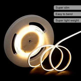 Ener-J 12V LED Neon Strip Kit, 3 Meters Silicon Neon Strip 6x12mm-120 LEDs/Mtr, 4 pcs Wall clips+5A Adapter, 3000K