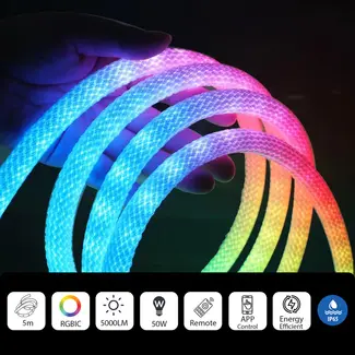 Ener-J 5 Meters RGBIC Digital 16mm Big Rope Light Kit with Remote & APP control