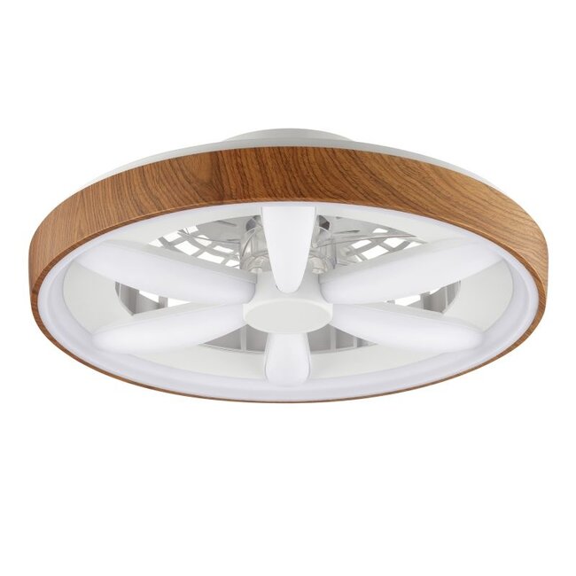 Brilliant Gaiano ceiling light 48cm with fan black/wood CCT RGB